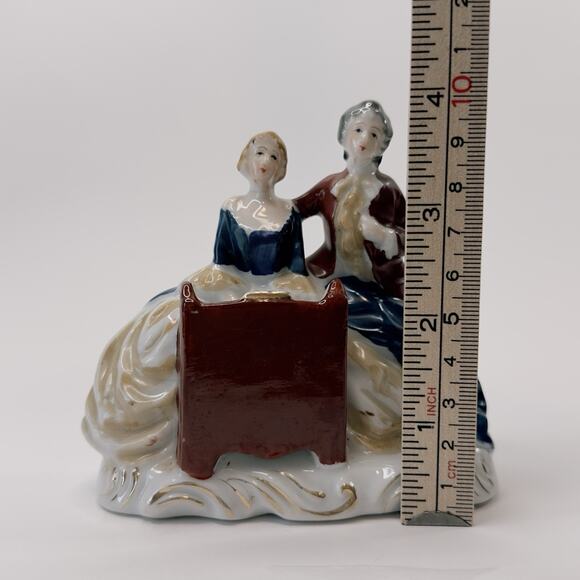 Occupied Japan Figurine 18th Century Couple at Piano Hand Painted 1945-1952 VTG - Picture 11 of 12